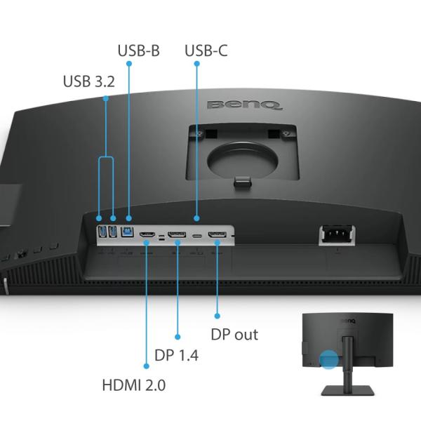 BENQ MT PD2500Q 25", IPS, 2560x1440, 350nits, 1K:1, 4ms, HDMI/ DP/ mDP/ DPout/ jack/ USB, repr, VESA, kábel:HDMI/ mDPtoDP/ USB, Gls Blac3