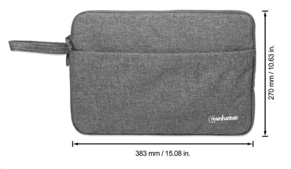 MANHATTAN Laptop Sleeve Seattle, vhodný pre širokouhlé obrazovky do 14.5", 383 x 270 x 30 mm, sivá5