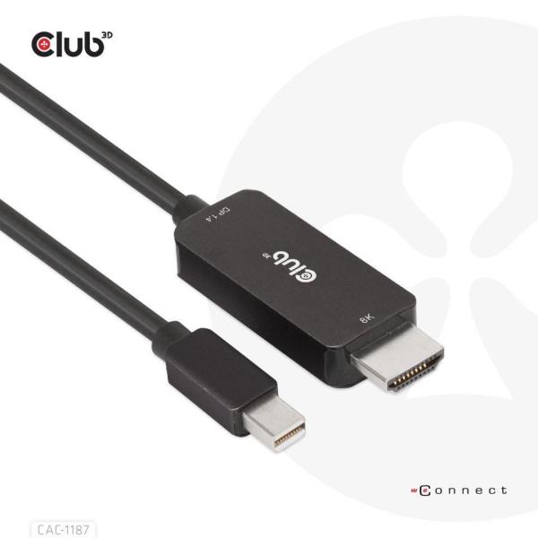 Club3D kabel miniDP 1.4 na HDMI, 4K120Hz nebo 8K60Hz HDR10+, M/M, 1.8m0