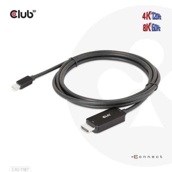 Club3D kabel miniDP 1.4 na HDMI, 4K120Hz nebo 8K60Hz HDR10+, M/M, 1.8m6