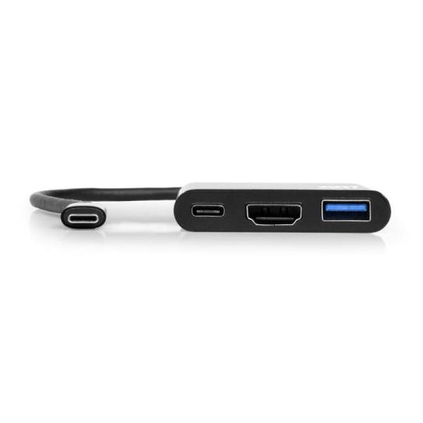 PORT HUB USB-C,  HDMI 1X 4K + USB-A + USB-C,  černá0