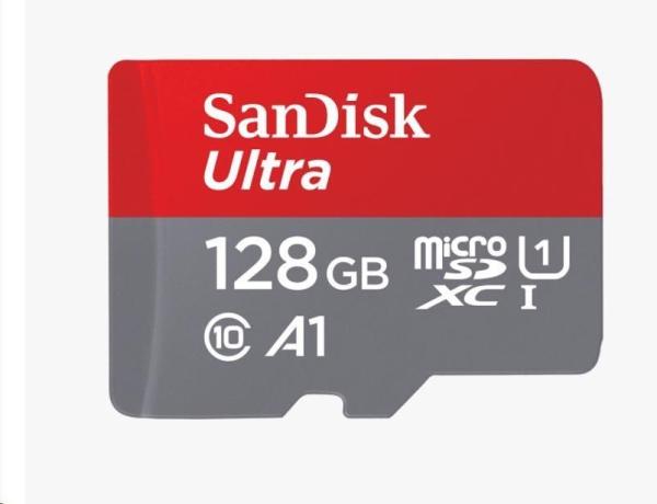 SanDisk MicroSDXC karta 128GB Ultra (140 MB/ s,  A1 Class 10 UHS-I) + adaptér