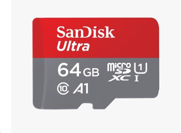 SanDisk MicroSDXC karta 64GB Ultra (140 MB/ s,  A1 Class 10 UHS-I) + adaptér