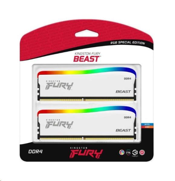 KINGSTON DIMM DDR4 16GB (Kit of 2) 3600MT/ s CL17 FURY Beast Bílá RGB SE1