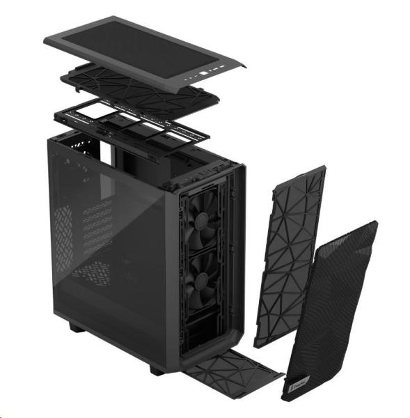 FRACTAL DESIGN skříň Meshify 2 Compact Gray TG Light Tint,  USB 3.1 Type-C,  2x USB 3.0,  bez zdroje,  mATX4