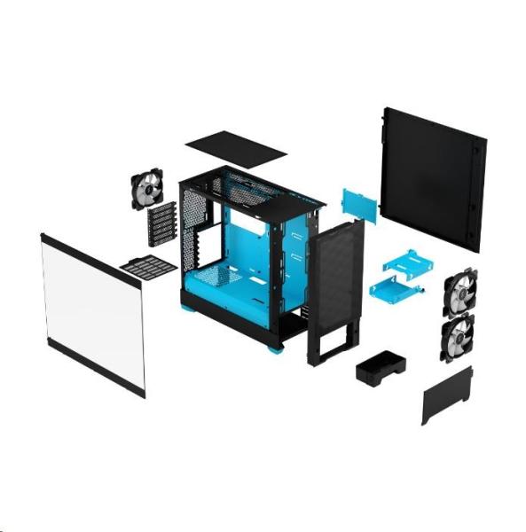 FRACTAL DESIGN skříň Pop Air RGB Cyan Core TG Clear Tint,  2x USB 3.0,  bez zdroje,  ATX3