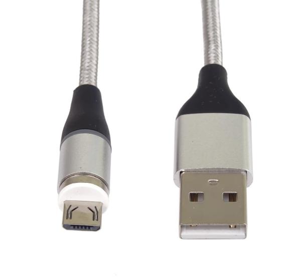 PremiumCord Magnetický micro USB a USB-C nabíjecí a datový kabel,  1m,  stříbrná4
