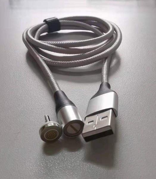 PremiumCord Magnetický micro USB a USB-C nabíjecí a datový kabel,  1m,  stříbrná2