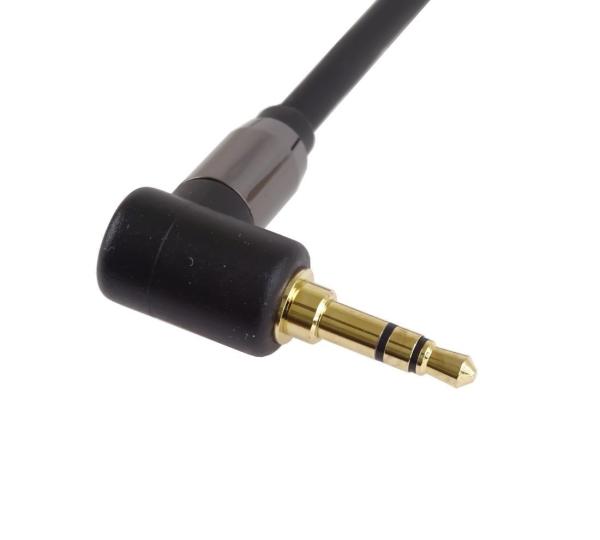 PremiumCord HQ tienený kábel stereo Jack 3.5mm - Jack 3.5mm zahnutý 90 ° 3m6