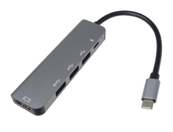 PremiumCord Adaptér USB-C na HDMI + USB3.0 + 2x USB2.0 + PD(power delivery)1