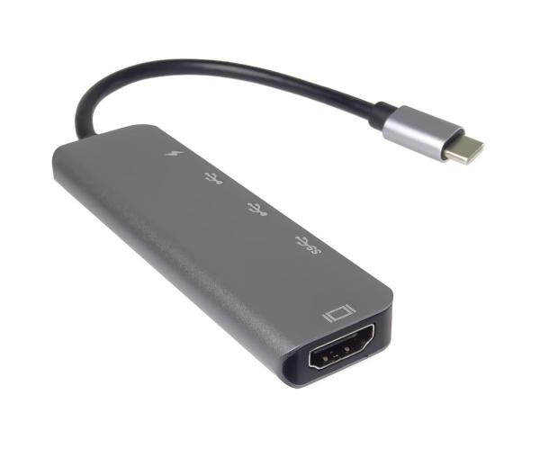 PremiumCord Adaptér USB-C na HDMI + USB3.0 + 2x USB2.0 + PD(power delivery)3