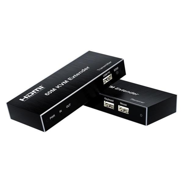 PremiumCord HDMI KVM extender s 2xUSB na 60m s audiem přes jeden kabel Cat5/ 6