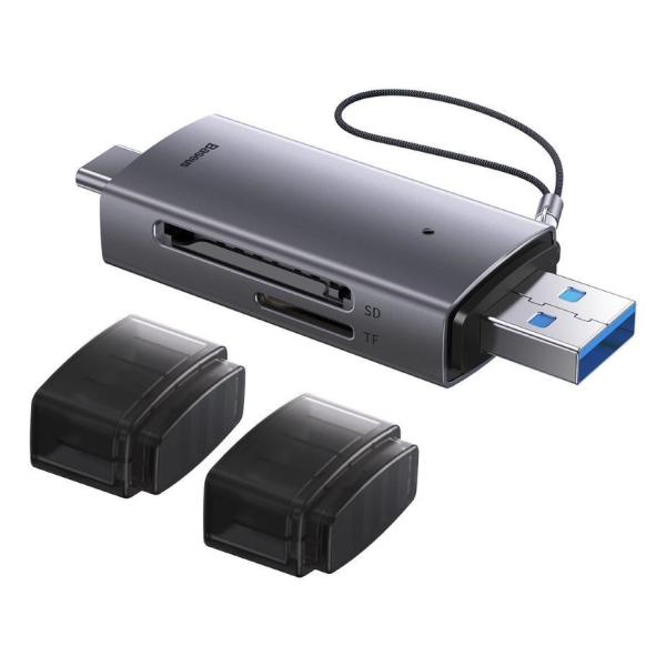 Baseus čtečka paměťových karet Lite Series USB-A + USB-C/ SD,  microSD,  šedá2