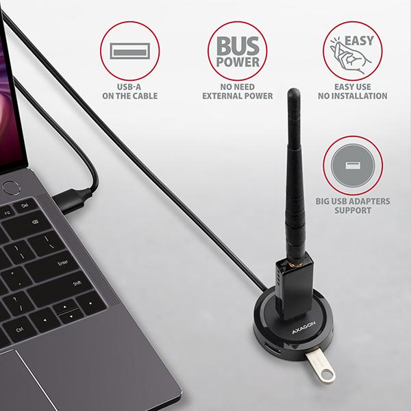 AXAGON HUE-P1AL,  4x USB 3.2 Gen 1 ROUND hub,  micro USB napájací konektor,  kábel USB-A 1.2 m6