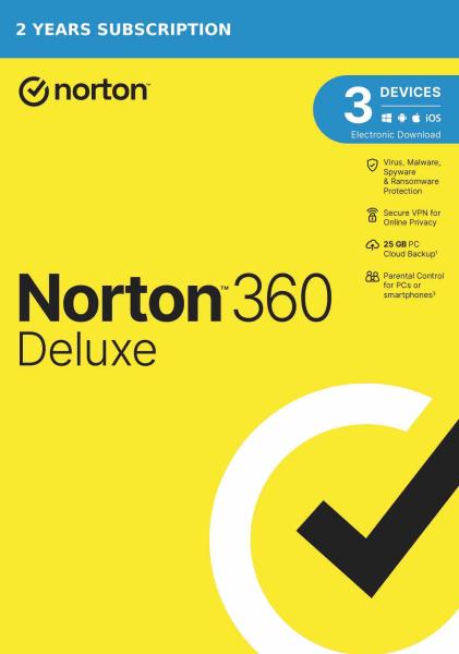 NORTON 360 DELUXE 25GB +VPN 1 používateľ pre 3 zariadenia na 2 roky ESD