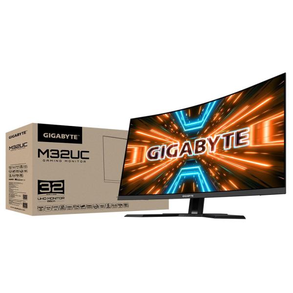 GIGABYTE LCD - 31.5" Gaming monitor M32UC,  Prohnutý VA 1500R,  3840 x 2160 UHD,  144Hz,  3000:1,  350cd/ m2,  1ms,  2xHDMI,  1xD