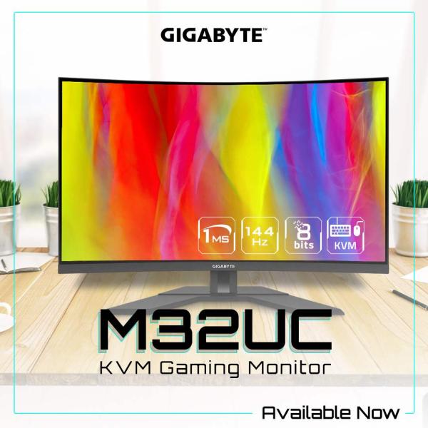 GIGABYTE LCD - 31, 5" Gaming monitor M32UC UHD,  3840x2160,  144Hz,  3000:1,  350cd/ m2,  1ms,  2xHDMI 2.1,  1xDP,  1xUSB-C,  SS VA5