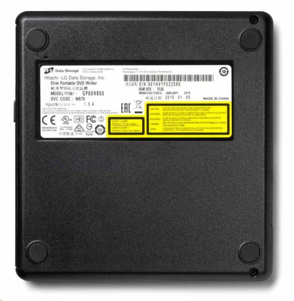 HITACHI LG - externá mechanika DVD-W/CD-RW/DVD±R/±RW/RAM GP60NB60, Slim, čierna, box+SW5