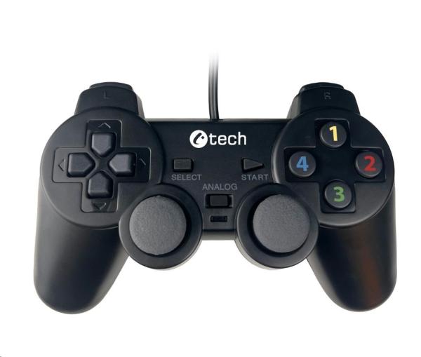 C-TECH gamepad Callon pro PC/ PS3,  2x analog,  X-input,  vibrační,  1, 8m kabel,  USB