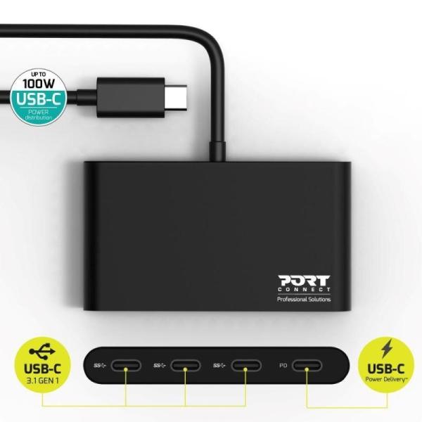 PORT hub USB-C s porty 3x USB-C 3.1 + 1x USB-C 100 W PD5