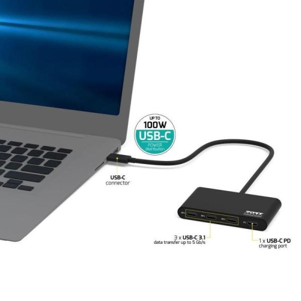 PORT hub USB-C s porty 3x USB-C 3.1 + 1x USB-C 100 W PD0