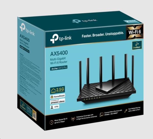 TP-Link Archer AX72 Pro OneMesh/EasyMesh WiFi6 router (AX5400,2,4GHz/5GHz,4xGbELAN,1x2,5GbELAN/WAN,1xUSB3.0)2