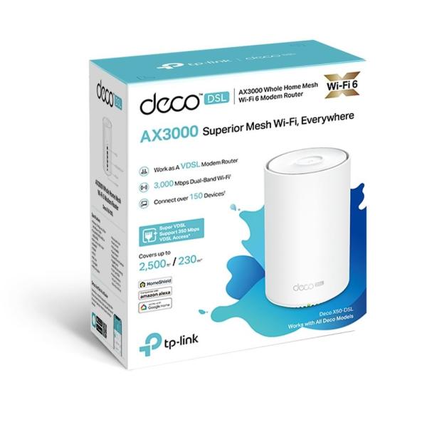 TP-Link Deco X50-DSL WiFi6 Mesh (AX3000, 2, 4GHz/ 5GHz, 4xGbELAN/ WAN, 1xDSL Port (VDSL2/ ADSL2+/ ADSL2/ ADSL)5