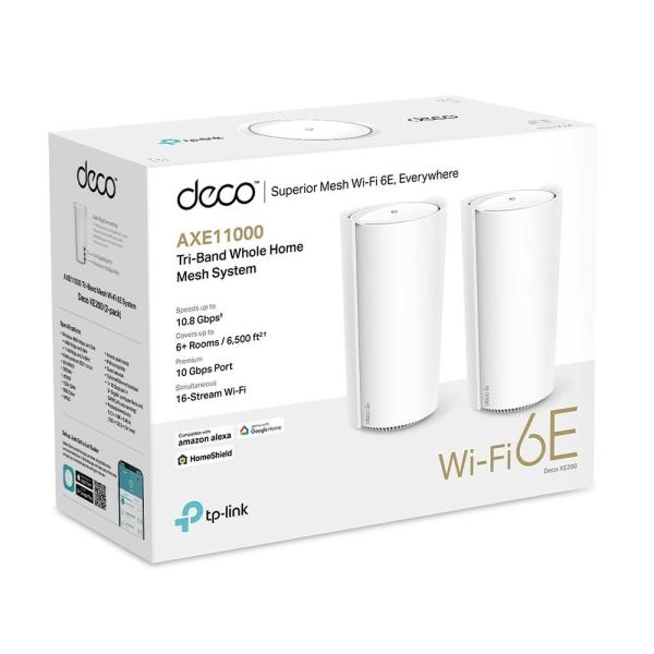 TP-Link Deco XE200(2-pack) WiFi6E Mesh (AXE11000, 2, 4GHz/ 5GHz/ 6GHz, 1x10GbELAN/ WAN, 2xGbELAN/ WAN)1