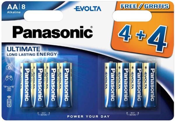 PANASONIC Alkalické baterie Evolta Platinum LR6EGE/ 8BW 4+4F AA 1, 5V (Blistr 8ks)