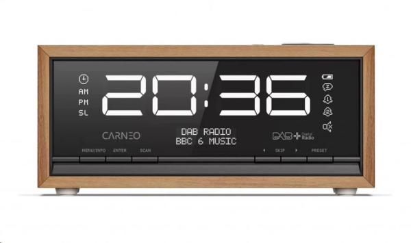 CARNEO C100,  rádio DAB+,  FM,  BT,  budík,  OLED,  wood