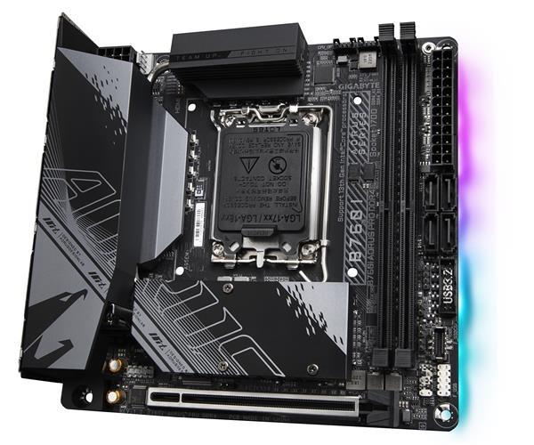 GIGABYTE MB Sc LGA1700 B760I AORUS PRO DDR4,  Intel B760,  2xDDR4,  1xDP,  1xHDMI,  WI-FI,  mini-ITX2