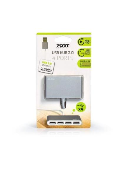PORT USB HUB,  4x USB 2.0,  šedý2