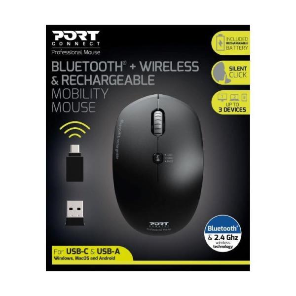 PORT bezdrátová myš COMBO PRO,  2, 4 Ghz & Bluetooth,  USB-A/ C,  černá7