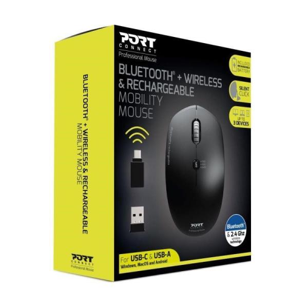 PORT bezdrátová myš COMBO PRO,  2, 4 Ghz & Bluetooth,  USB-A/ C,  černá8