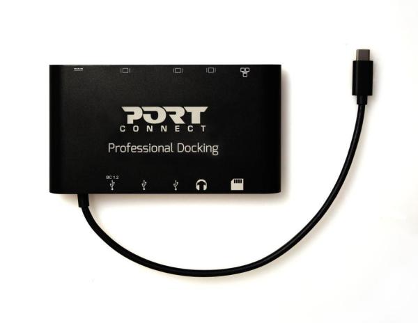 PORT dokovací stanice 8v1 , LAN,  HDMI,  mini Display Port,  VGA,  USB-C 60W,  3x USB-A, 