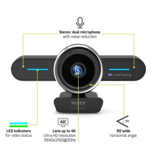 PORT mini konferenční kamera,  4K,  autoframing,  stereo,  černá3