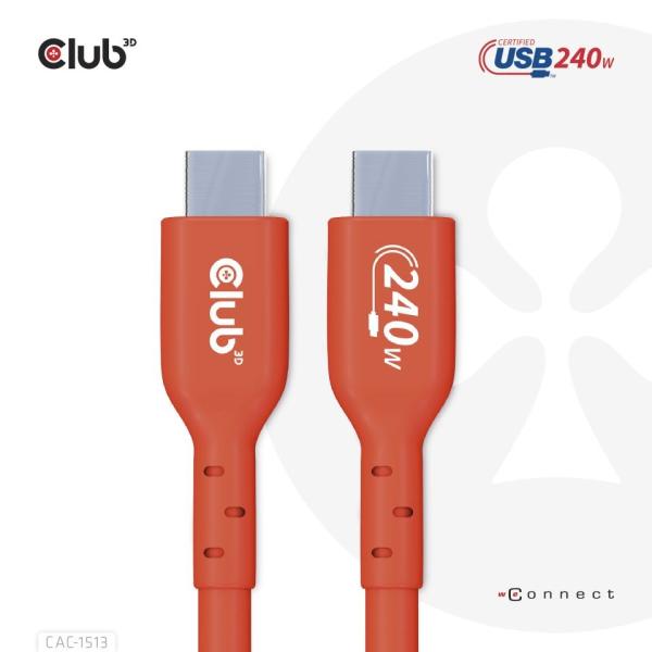 Club3D Kabel USB2 Type-C Bi-Directional USB-IF Certifikovaný 480Mb,  PD 240W(48V/ 5A) EPR M/ M 3m4