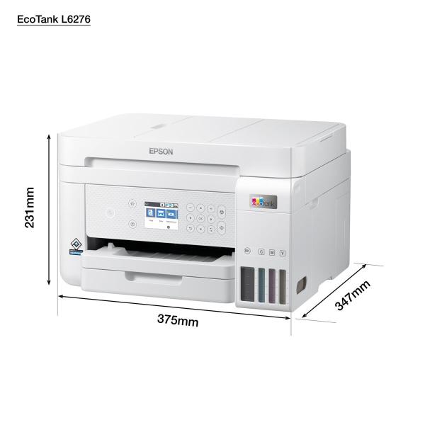 Atramentová tlačiareň EPSON EcoTank L6276, 3v1, A4, 1200x4800dpi, 33 str./min, USB, Wi-Fi, LAN, biela, 3 roky záruka po3