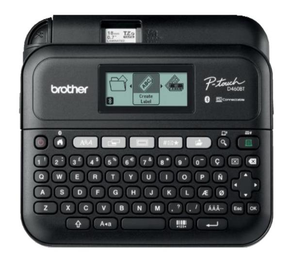 BROTHER stolná tlačiareň štítkov PT-D460BTVP,  18mm pásky,  USB,  prenosný kufrík,  veľký grafický displej