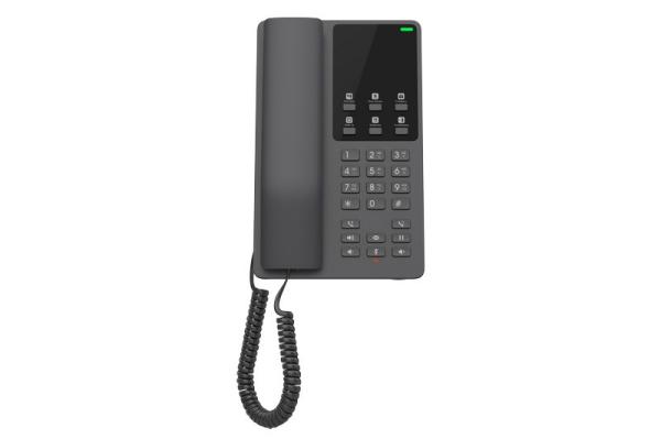 Grandstream GHP621,  hotelový VoIP telefon,  2 linky,  2 SIP účty,  PoE,  1x RJ45,  HD Audio,  3 cestná konference,  Černý