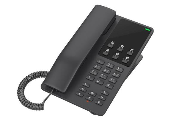 Grandstream GHP621,  hotelový VoIP telefon,  2 linky,  2 SIP účty,  PoE,  1x RJ45,  HD Audio,  3 cestná konference,  Černý1