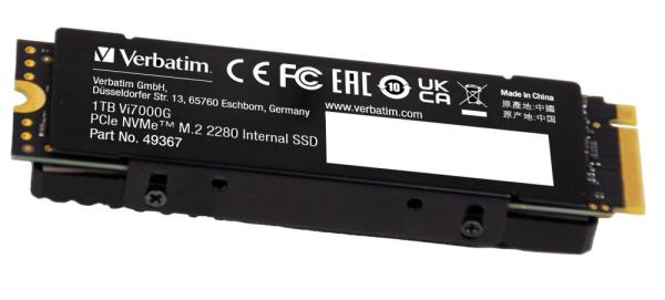 VERBATIM SSD Vi7000G Internal PCIe NVMe M.2 SSD 1TB ,  W 5500/  R 7400MB/ s1