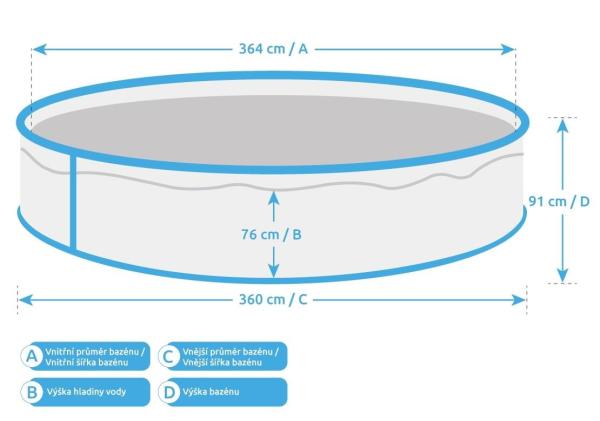 Marimex Orlando bazén 3, 66x0, 91 m s příslušenstvím - motiv šedý4