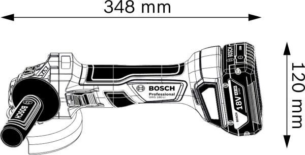 BOSCH GWS 180-LI,  akumulátorová úhlová bruska,  11.000 ot/ min,  125 mm2