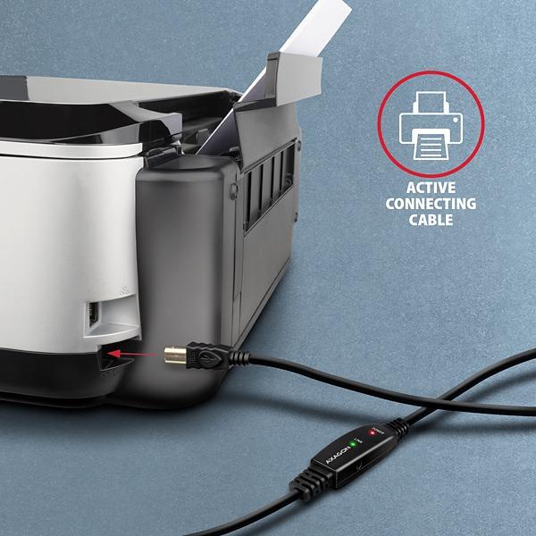 AXAGON ADR-220B,  USB 2.0 A-M -> B-M aktívny prepojovací /  repeater kábel,  20 m2