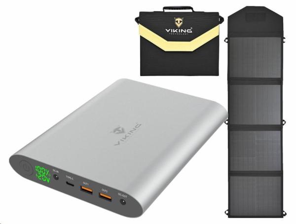 Viking notebooková power banka Smartech II,  40000mAh,  šedá + solární panel L60