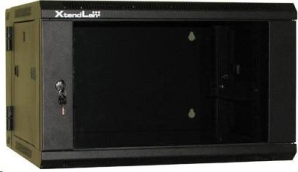 XtendLan 19" dvoudílný nástěnný rozvaděč 6U 600x550,  nosnost 60 kg,  skleněné dveře,  svařovaný, černý2