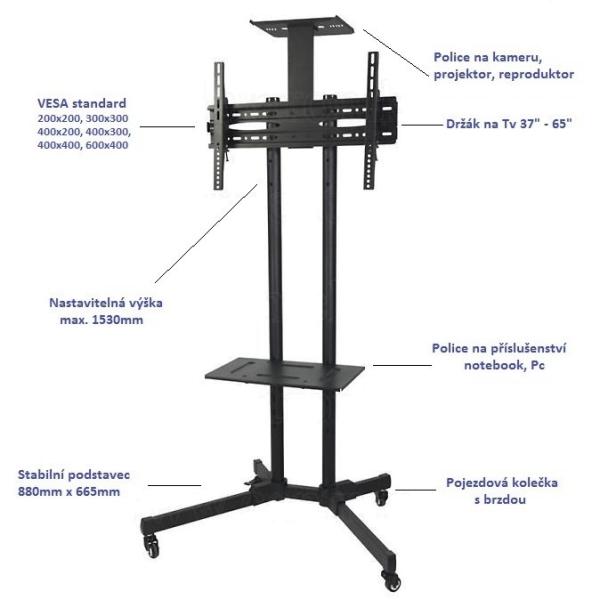 Tv stojan s policema Fiber Mounts M6C611