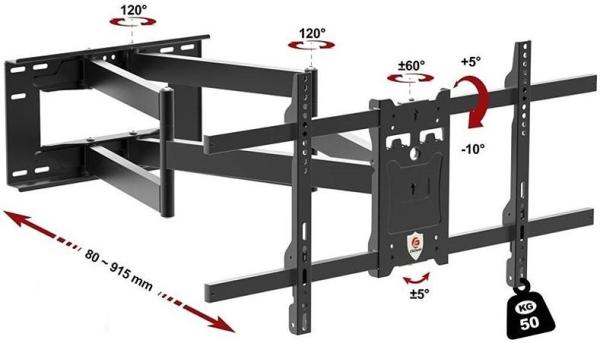 Poctivý výsuvný otočný a sklopný držák Tv Ergosolid ONYX-30
3