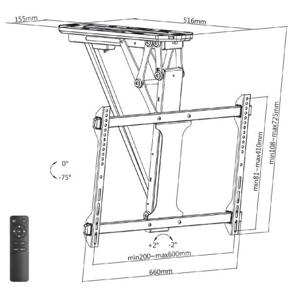 Elektrický stropní držák Tv Fiber Mounts M8C803